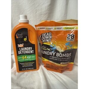 Dead Down Wind Laundry Detergent Bombs Open Bag 25 Pods Partial Jug